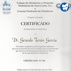 Dr. Gerardo Terán García | Certificate