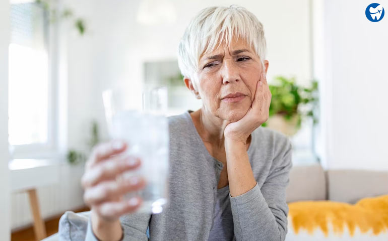 Eating hot or cold food with sensitive teeth