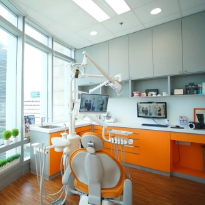 clinic inside view with a dental chair