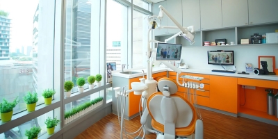elite dental clinic inside view with a dental chair