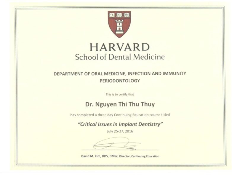 Dr. Thuy's Harvard Certification